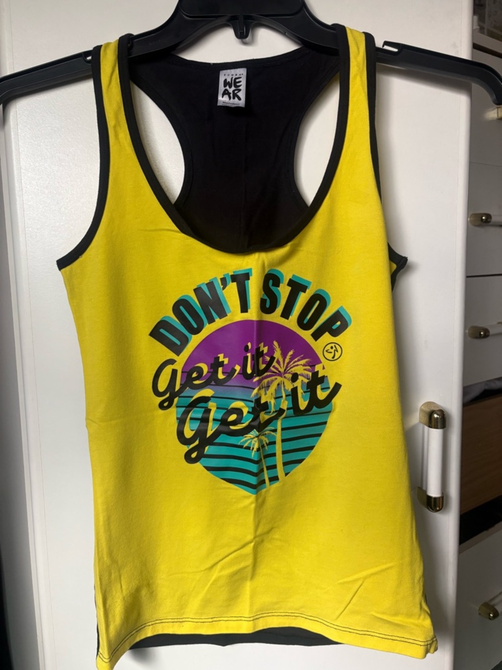 Zumba Fitness Yellow Racerback Graphic Tank Top